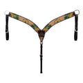 HILASON Western Horse Headstall & Breast Collar Tack Set American Leather Sunflower Carving Brown