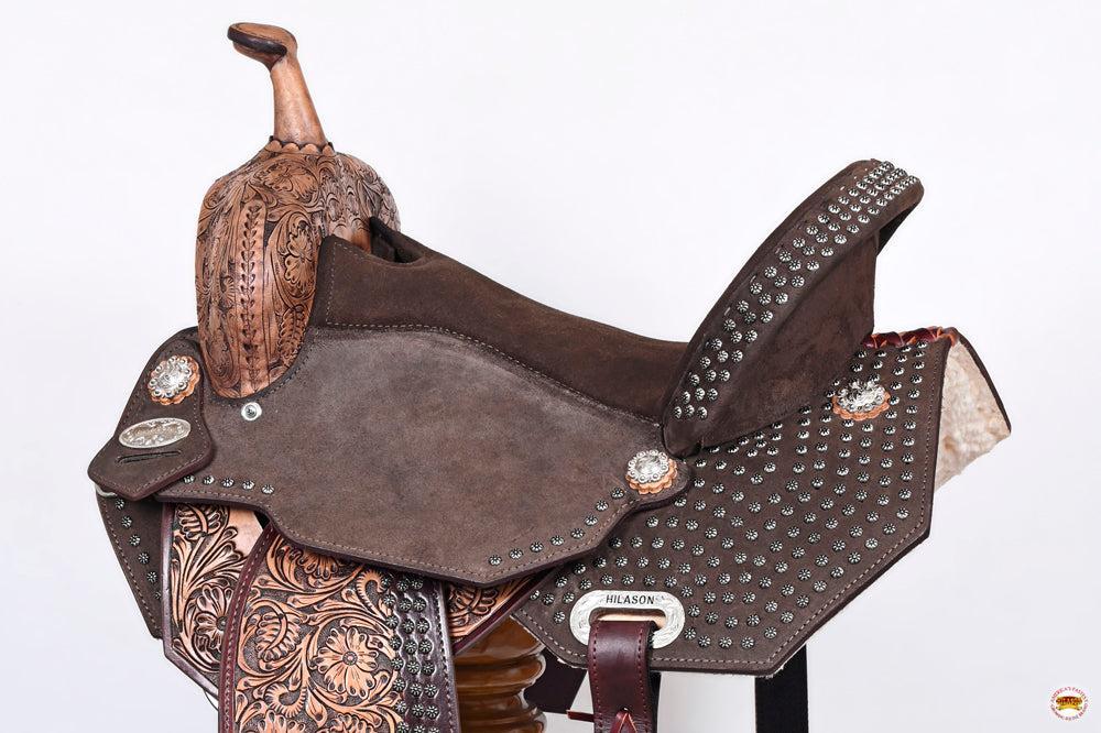 Hilason Western Horse Flex Tree Barrel Trail In American Leather Saddle Brown