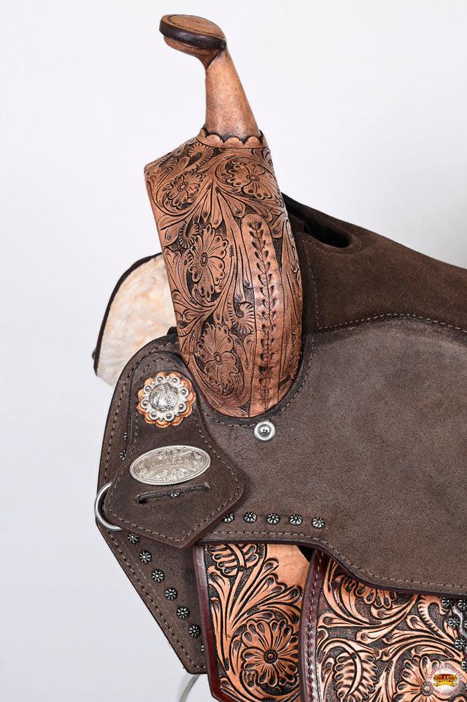 Hilason Western Horse Flex Tree Barrel Trail In American Leather Saddle Brown
