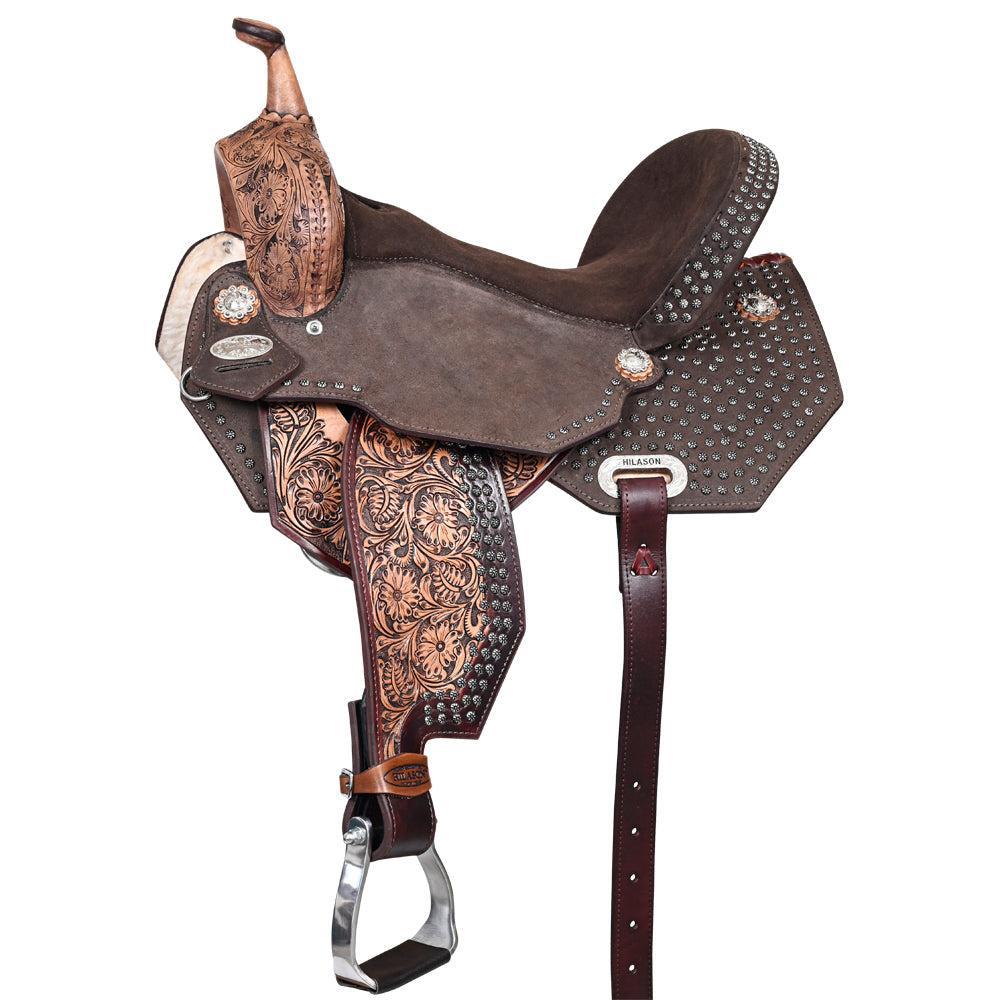 Hilason Western Horse Flex Tree Barrel Trail In American Leather Saddle Brown