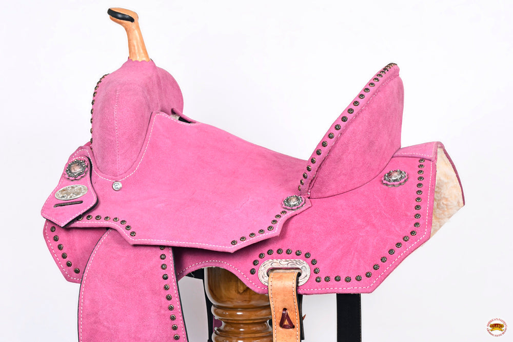 Hilason Flex-Tree Western Barrel & Trail Saddle — Pink Suede
