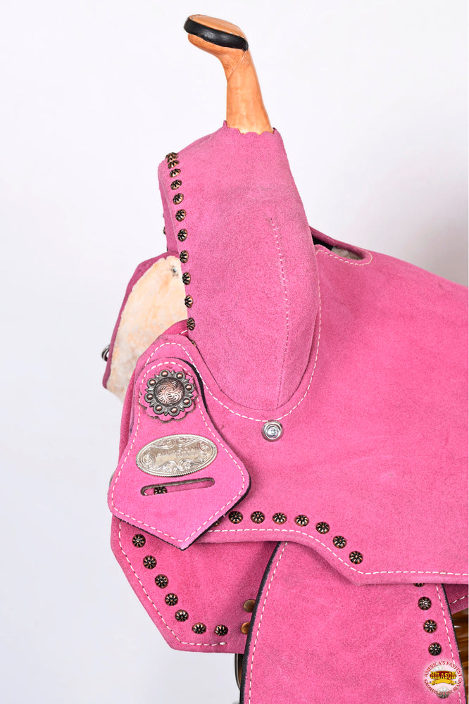 Hilason Flex-Tree Western Barrel & Trail Saddle — Pink Suede