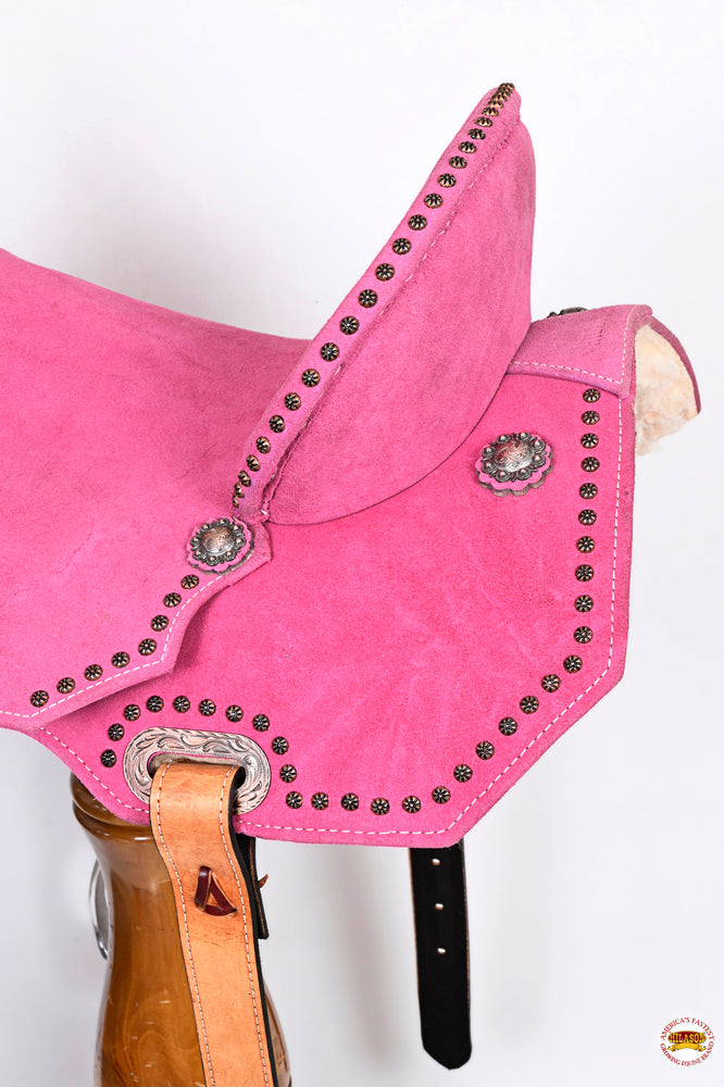 Hilason Flex-Tree Western Barrel & Trail Saddle — Pink Suede