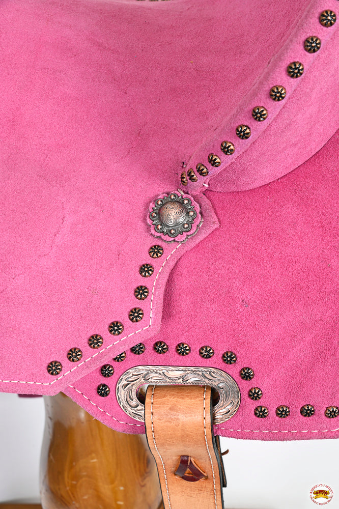 Hilason Flex-Tree Western Barrel & Trail Saddle — Pink Suede