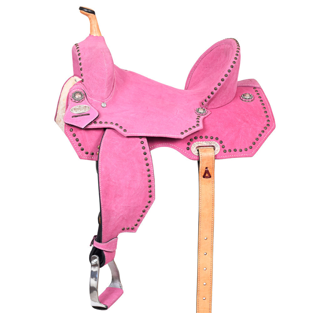 Hilason Flex-Tree Western Barrel & Trail Saddle — Pink Suede