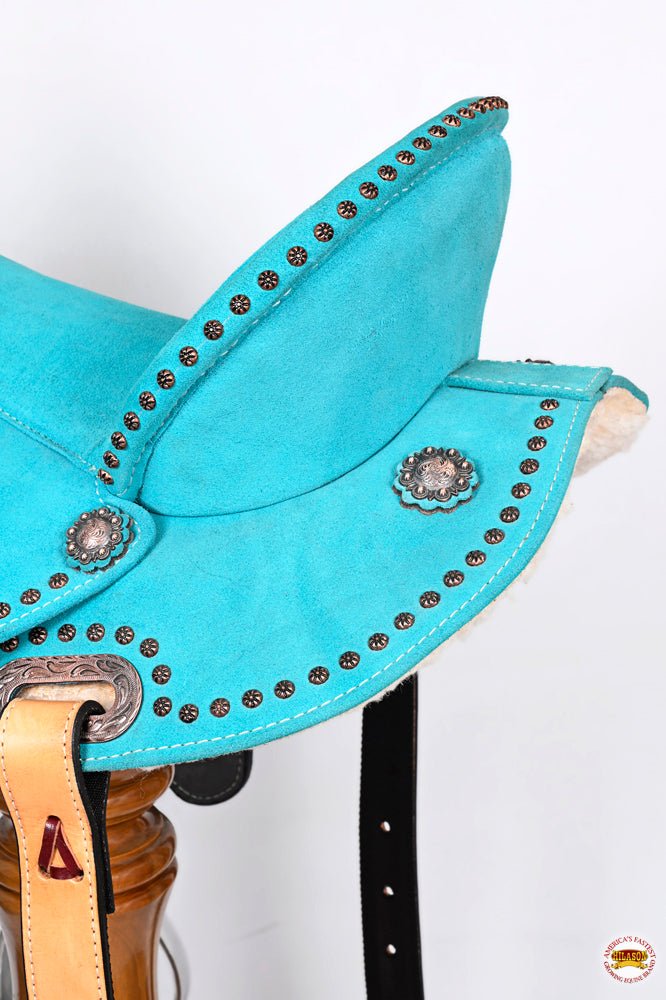 Hilason Flex-Tree Western Barrel Saddle — Turquoise Suede