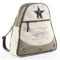 Upcycled Canvas And Full-Grain Leather Backpack For Women Rustic Western Style Purse