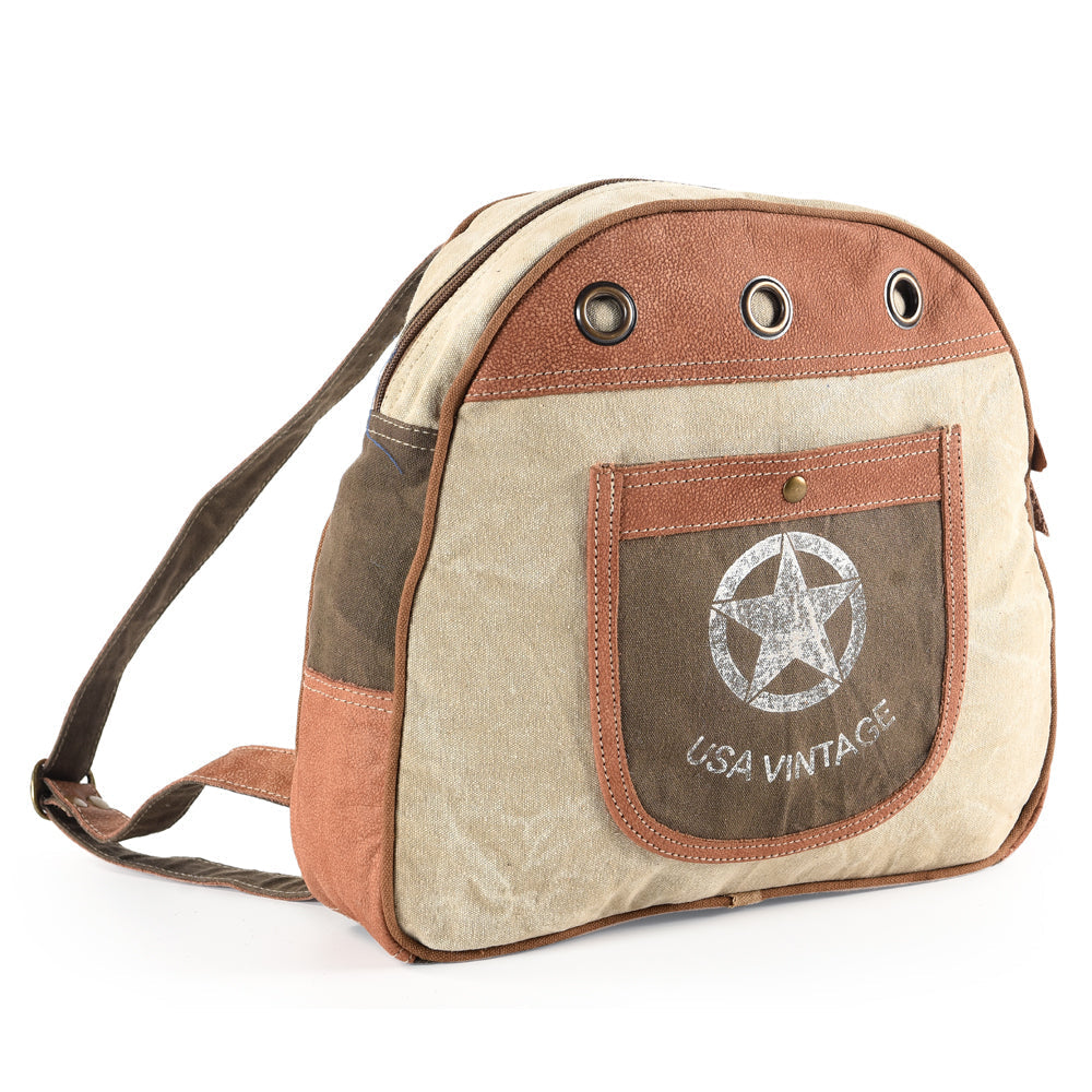Ohlay Backpack Upcycled Canvas Genuine Leather