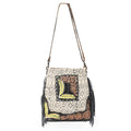 OHLAY Hand-Tooled Upcycled Canvas Genuine Leather Crossbody Bag