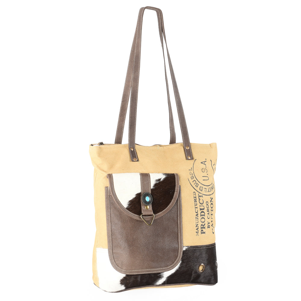 Ohlay Tote Upcycled Canvas Hair-on Genuine Leather