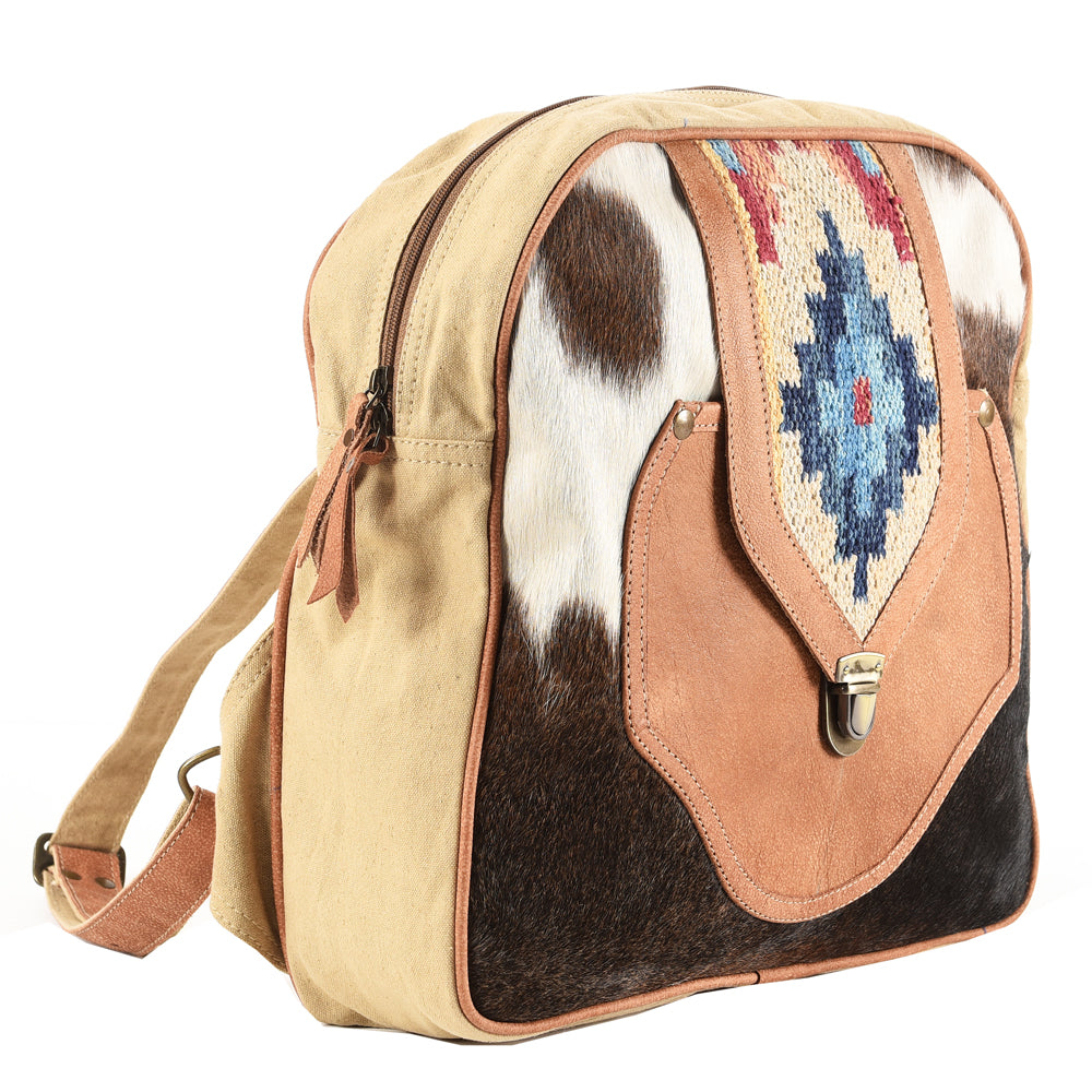 Ohlay Backpack Upcycled Wool Upcycled Canvas Hair-On Genuine Leather