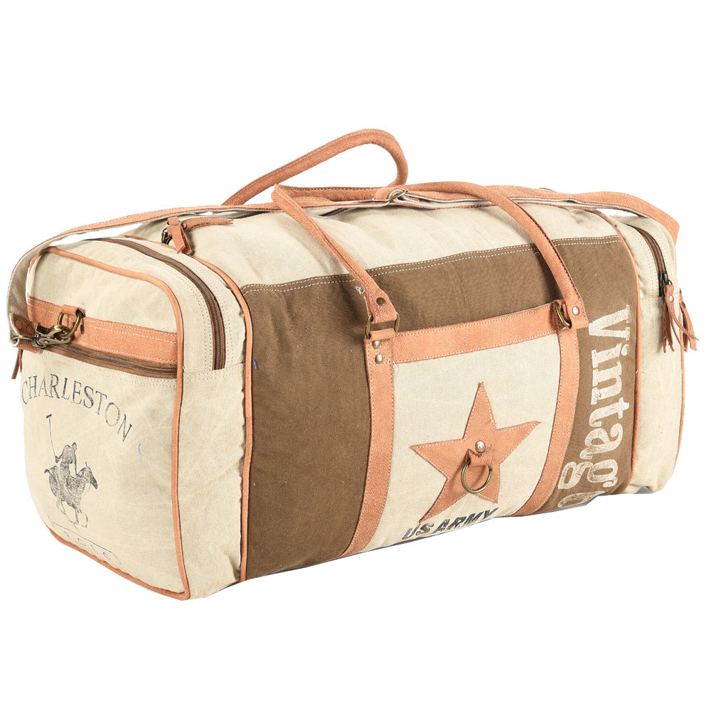 Ohlay Duffel Upcycled Canvas Genuine Leather