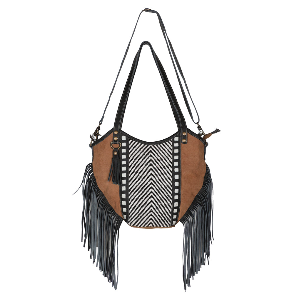 OHLAY Upcycled Wool Canvas Genuine Leather Tote