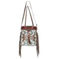 OHLAY Hand-Tooled Upcycled Canvas Genuine Leather Tote