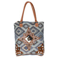 OHLAY Upcycled Canvas Hair-On Genuine Leather Tote