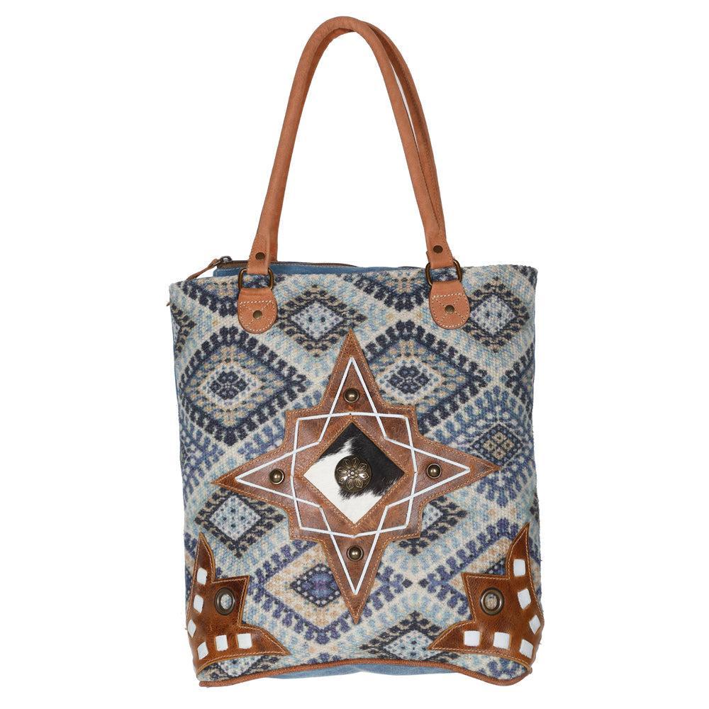 OHLAY Upcycled Canvas Hair-On Genuine Leather Tote