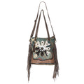Ohlay Tote Hand Tooled Upcycled Wool Canvas Hair-on Genuine Leather