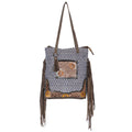 Ohlay Tote Hand Tooled Upcycled Wool Upcycled Canvas Genuine Leather