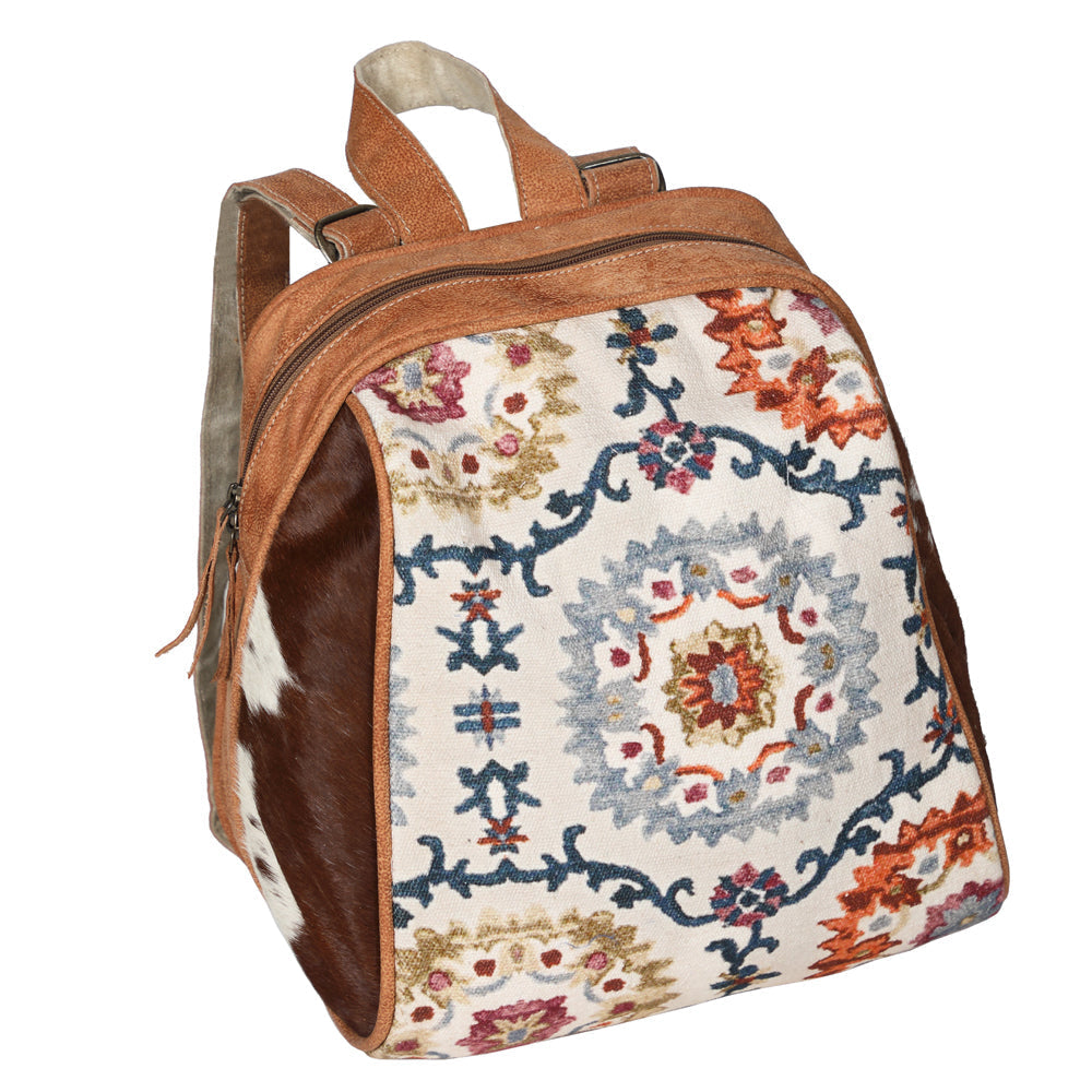 Ohlay Backpack Upcycled Canvas Hair-On Genuine Leather