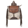 Ohlay Backpack Hand Tooled Upcycled Canvas Genuine Leather