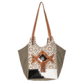 OHLAY Upcycled Wool Canvas Hair-On Genuine Leather Tote