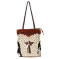 OHLAY Upcycled Canvas Embossed Hair-On Genuine Leather Tote
