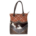 Ohlay Tote Hand Tooled Upcycled Wool Upcycled Canvas Hair-on Genuine Leather