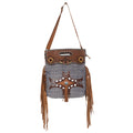Ohlay Tote Hand Tooled Upcycled Wool Upcycled Canvas Genuine Leather