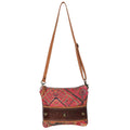 OHLAY Upcycled Wool Canvas Embossed Genuine Leather Crossbody Bag