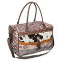 Ohlay Duffel Hand Tooled Upcycled Canvas Embossed Hair-on Genuine Leather