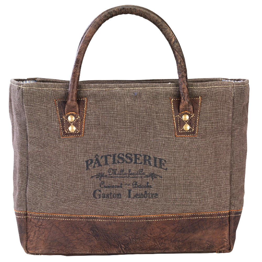 Ohlay Tote Upcycled Canvas Genuine Leather