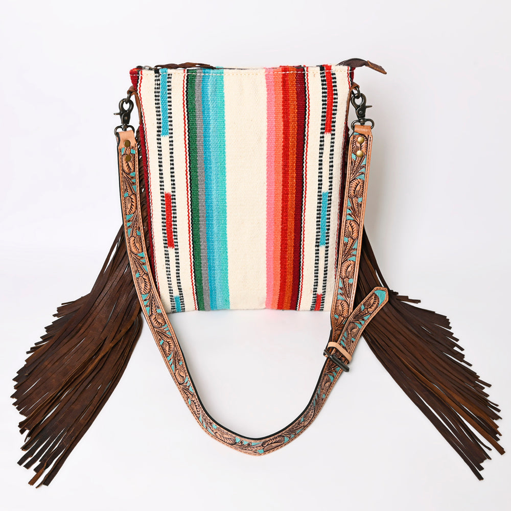 American Darling Crossbody Hand Tooled Saddle Blanket Genuine Leather