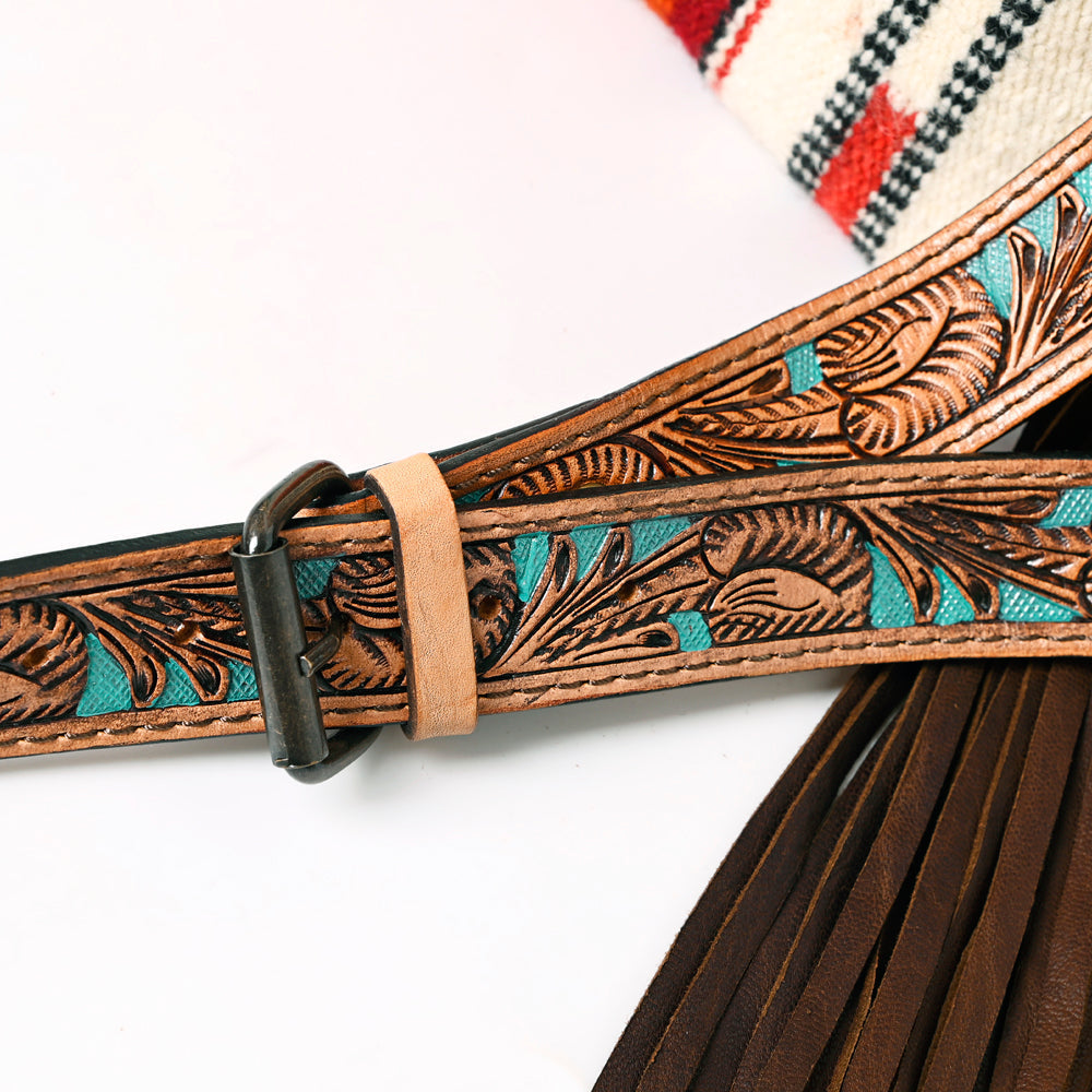 American Darling Crossbody Hand Tooled Saddle Blanket Genuine Leather
