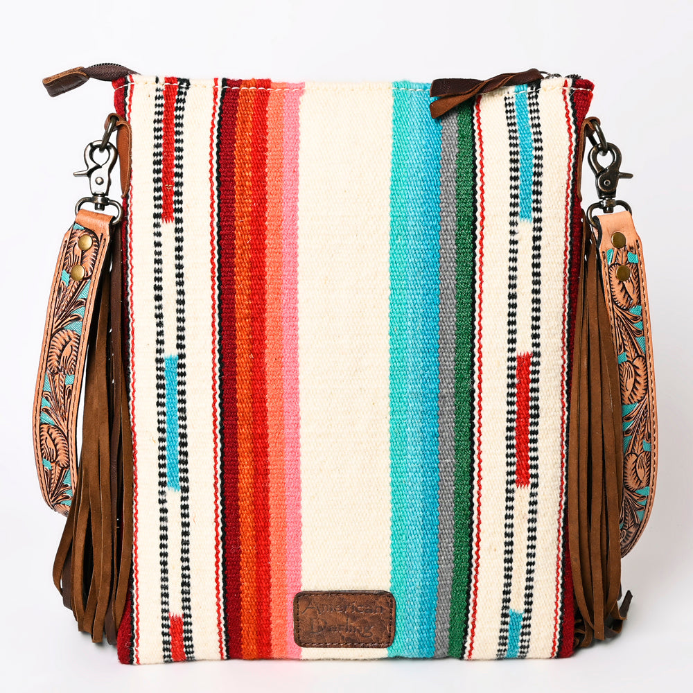 American Darling Crossbody Hand Tooled Saddle Blanket Genuine Leather