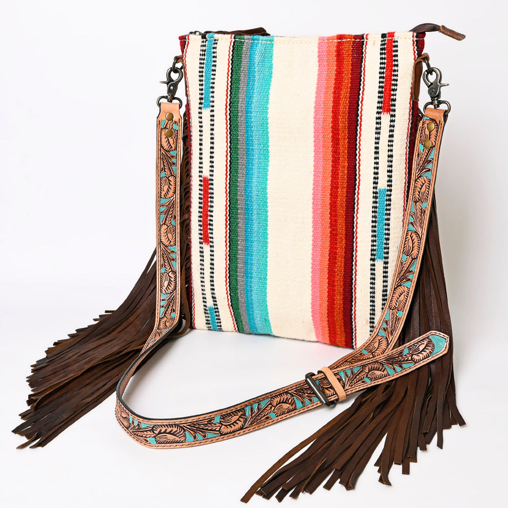 American Darling Crossbody Hand Tooled Saddle Blanket Genuine Leather