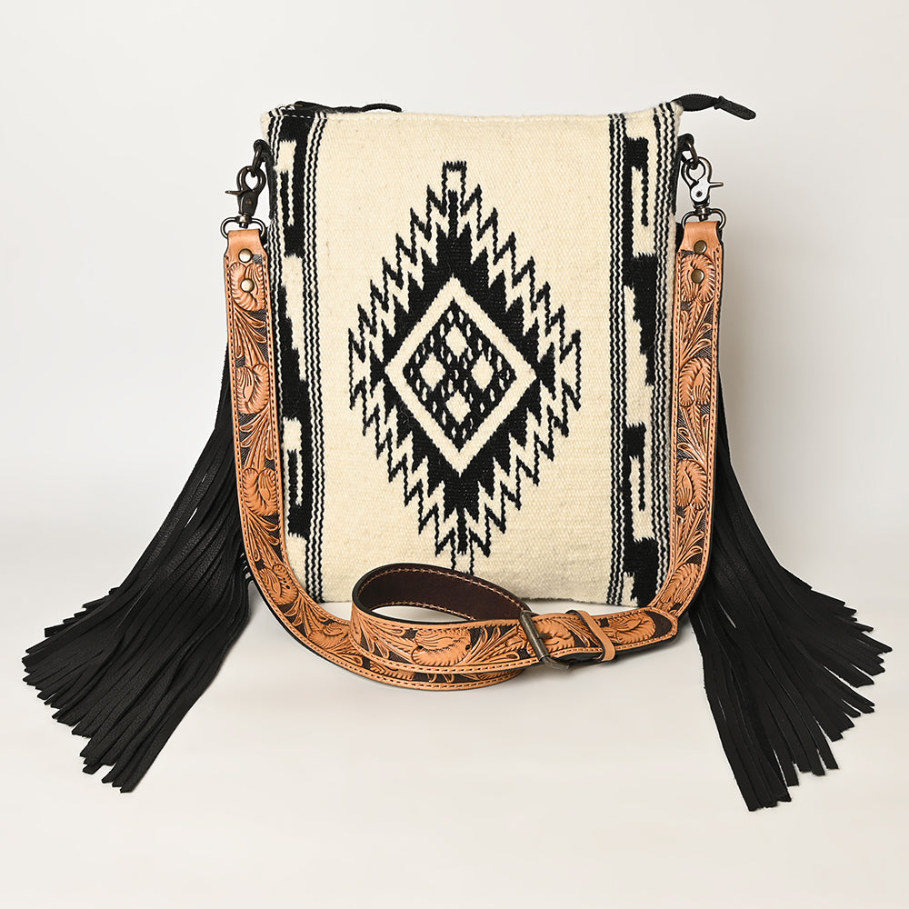American Darling Crossbody Hand Tooled Saddle Blanket Genuine Leather