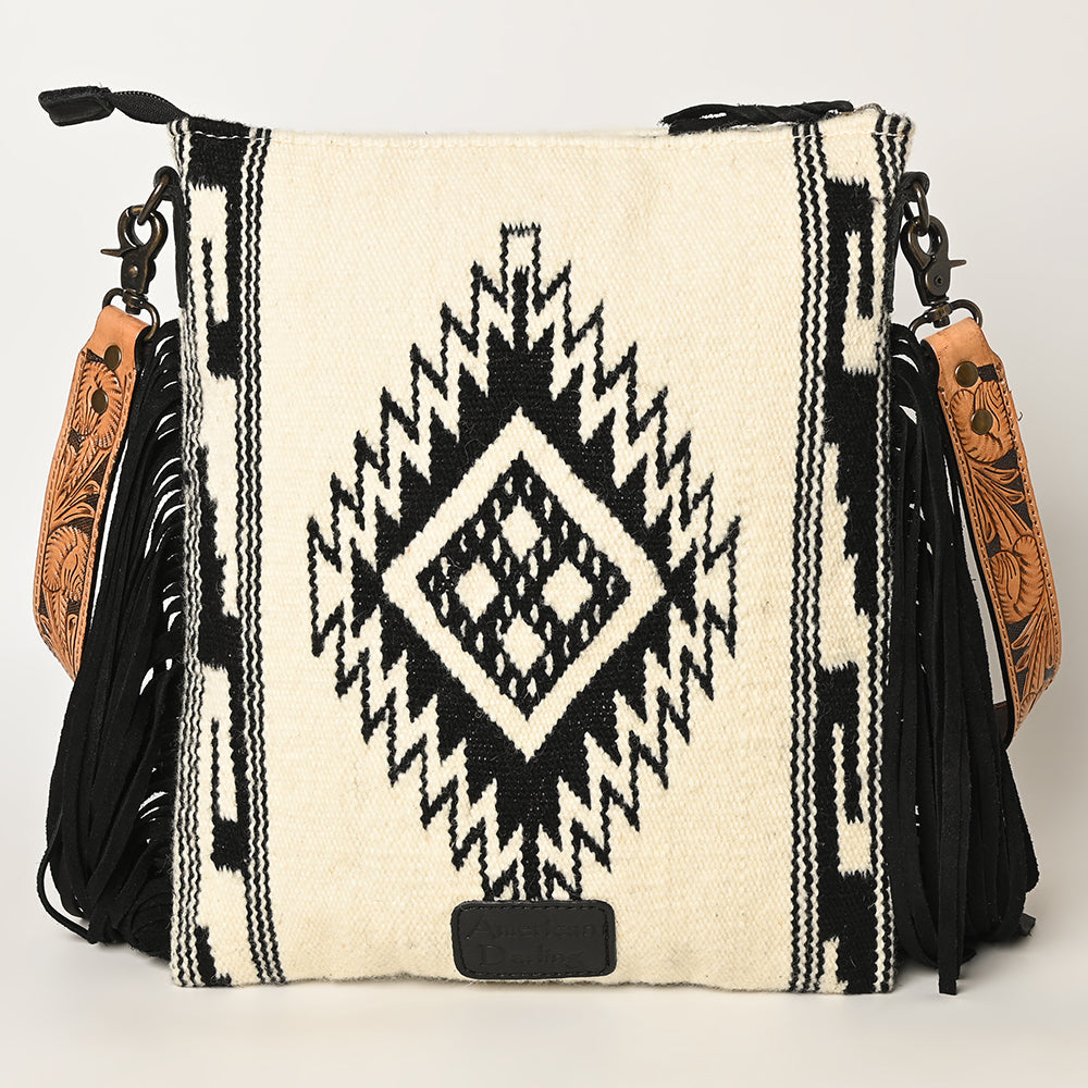 American Darling Crossbody Hand Tooled Saddle Blanket Genuine Leather