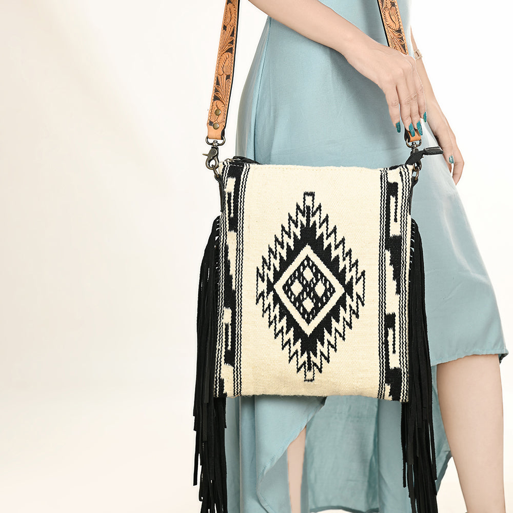 American Darling Crossbody Hand Tooled Saddle Blanket Genuine Leather