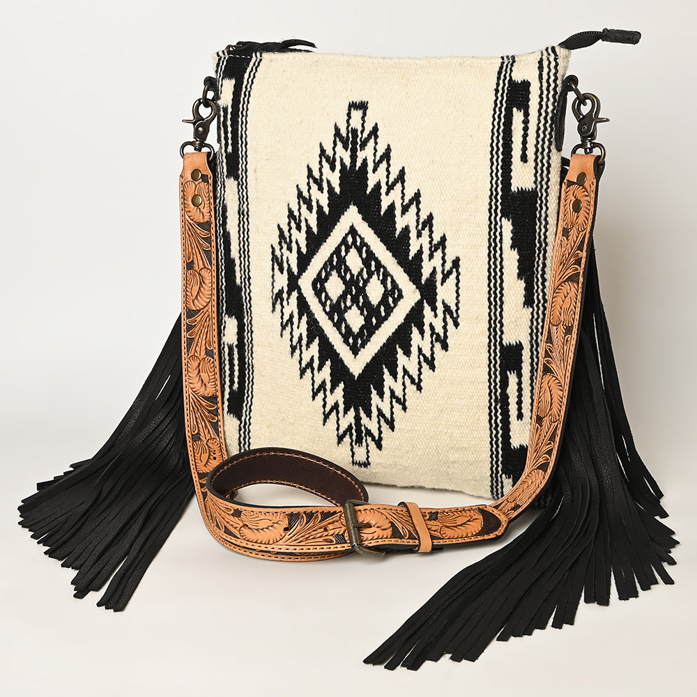 American Darling Crossbody Hand Tooled Saddle Blanket Genuine Leather