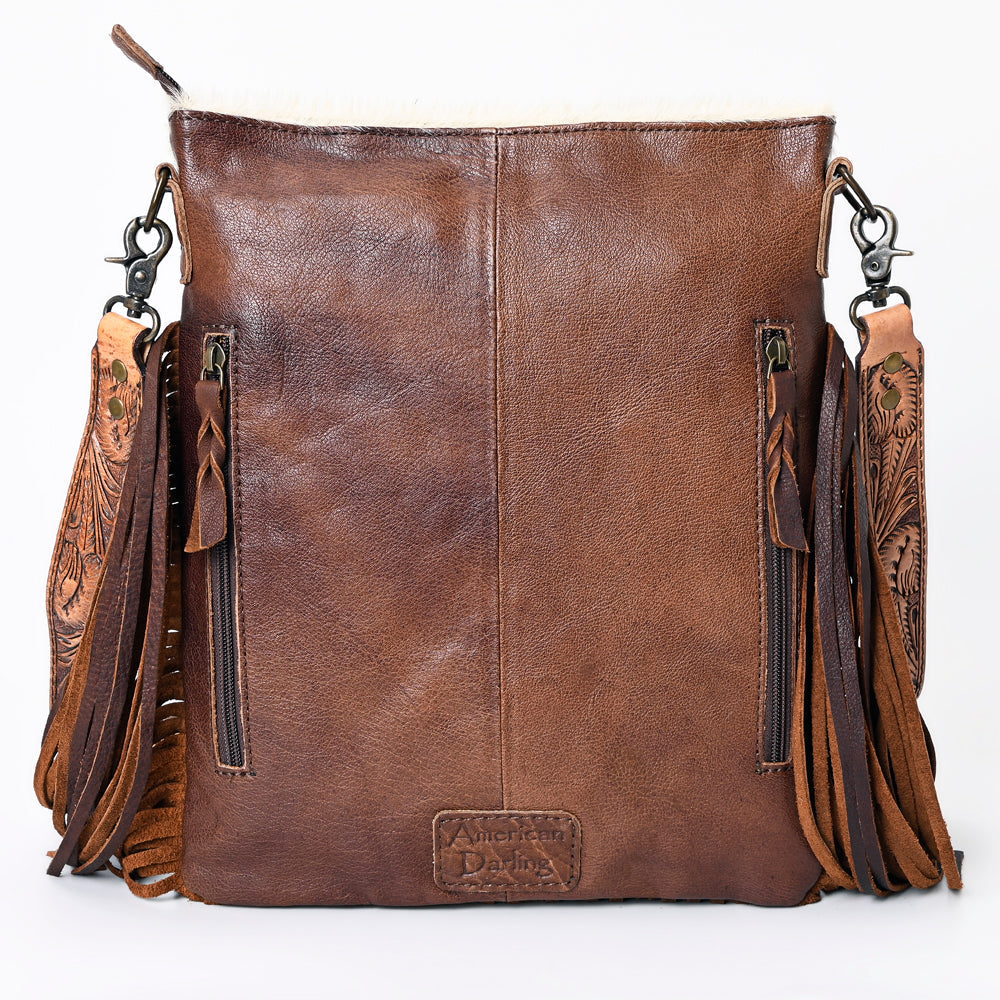 American Darling Messenger Hand Tooled Hair On Genuine Leather Western Women Bag Handbag Purse | Cute