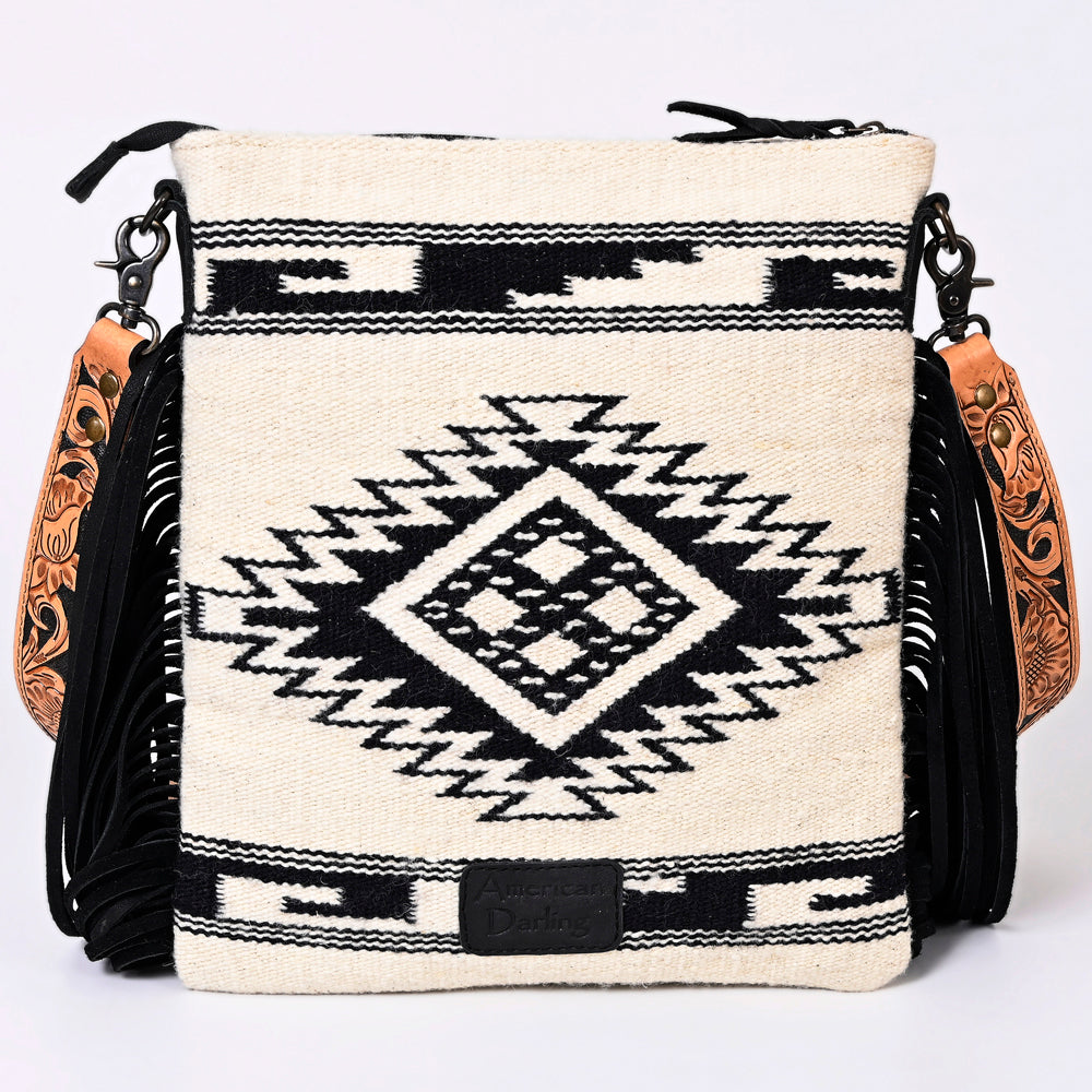 American Darling Messenger Hand Tooled Hair On Genuine Leather Western Women Bag Handbag Purse | Cute