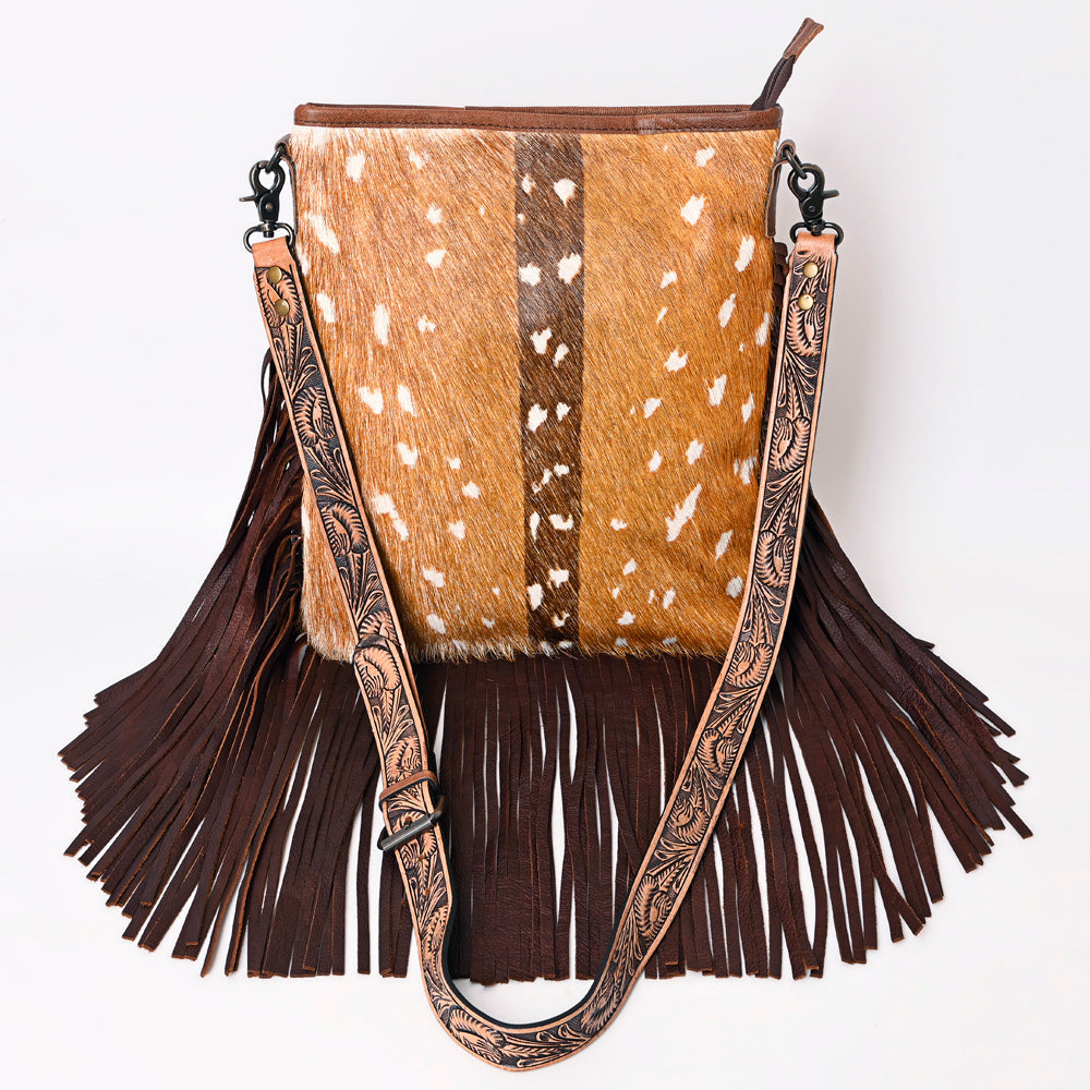 American Darling Messenger Hand Tooled Hair On Genuine Leather Western Women Bag Handbag Purse | Cute