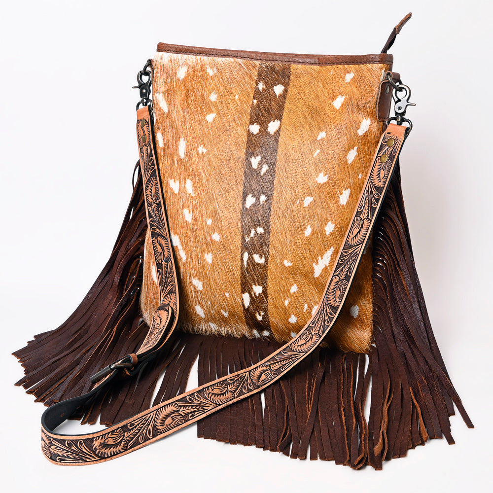 American Darling Messenger Hand Tooled Hair On Genuine Leather Western Women Bag Handbag Purse | Cute