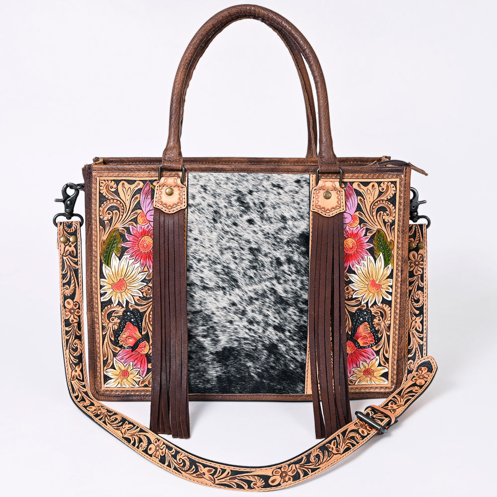American Darling Briefcase Hand Tooled Saddle Blanket Genuine Leather