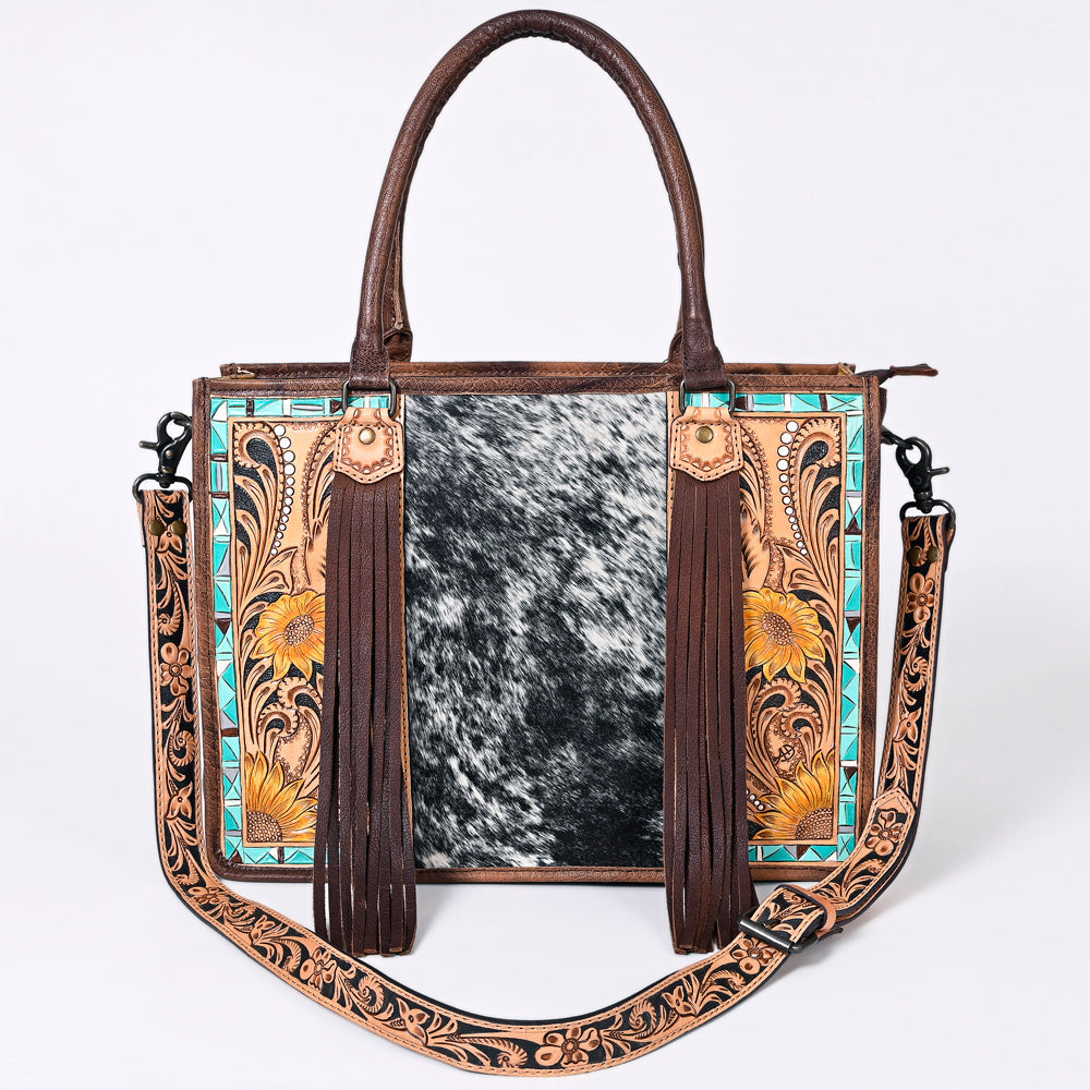 American Darling Briefcase Hand Tooled Saddle Blanket Genuine Leather