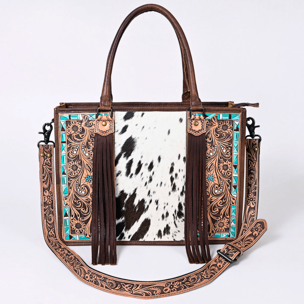 American Darling Briefcase Hand Tooled Saddle Blanket Genuine Leather