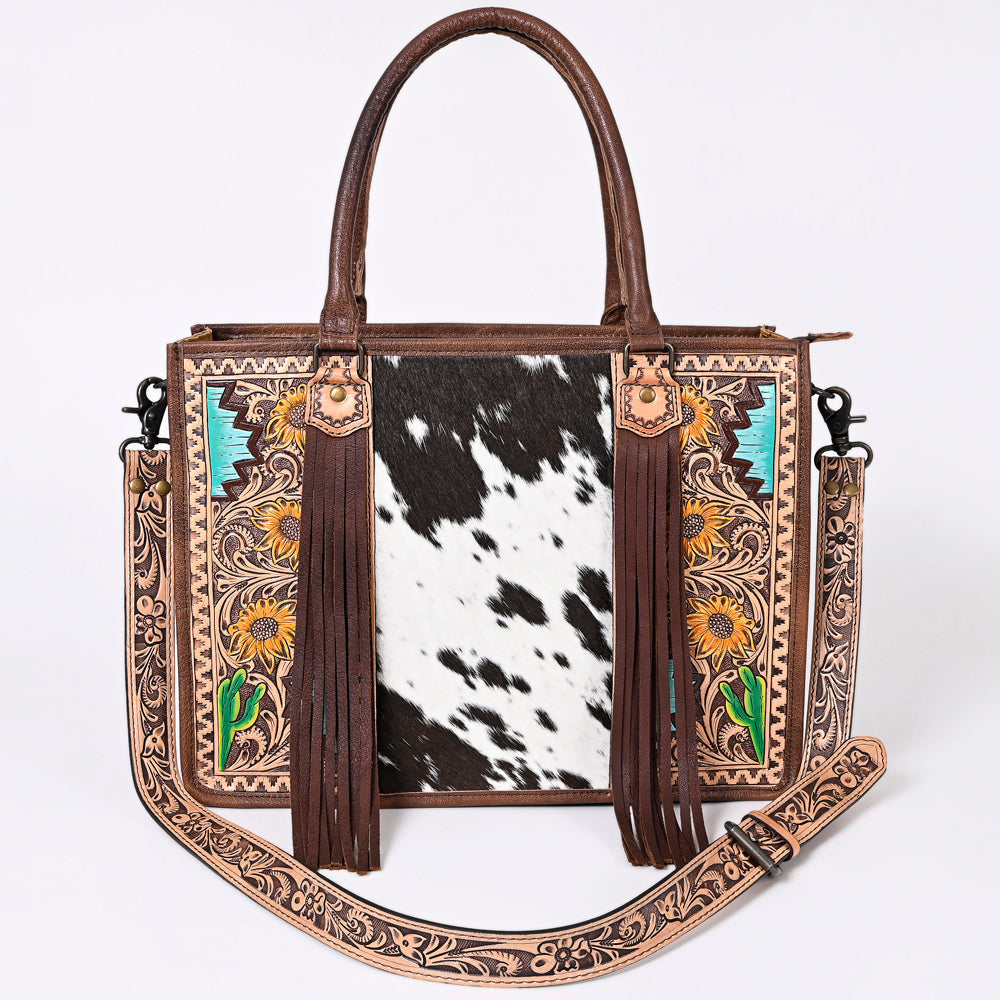 American Darling Briefcase Hand Tooled Saddle Blanket Genuine Leather