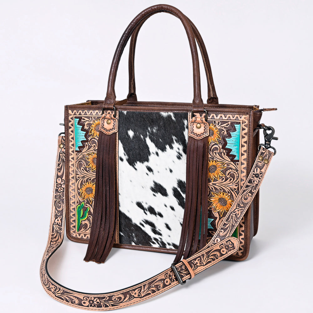 American Darling Briefcase Hand Tooled Saddle Blanket Genuine Leather