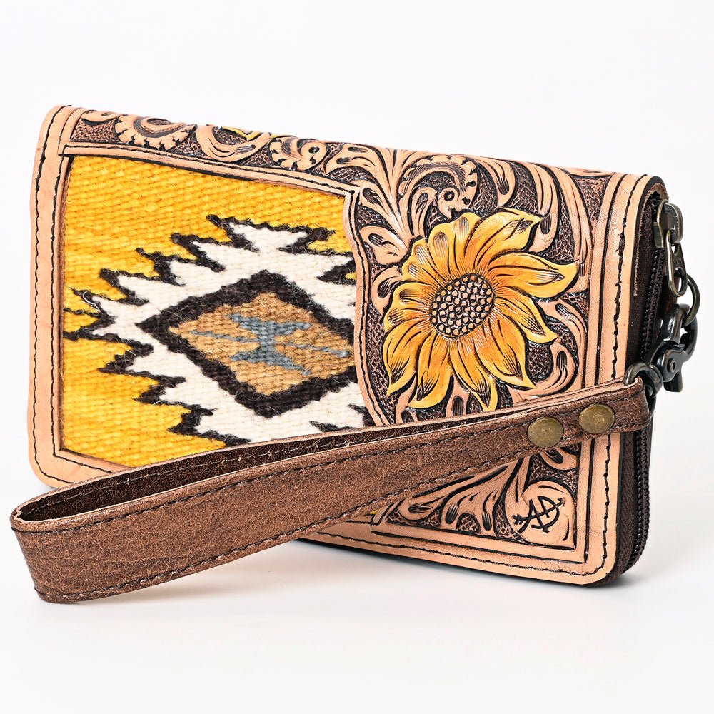 American Darling Organiser Hand Tooled Saddle Blanket Genuine Leather
