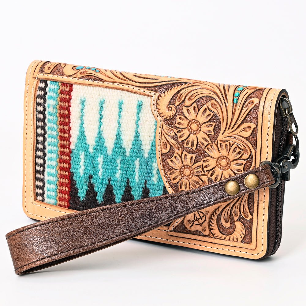 American Darling Organiser Hand Tooled Saddle Blanket Genuine Leather